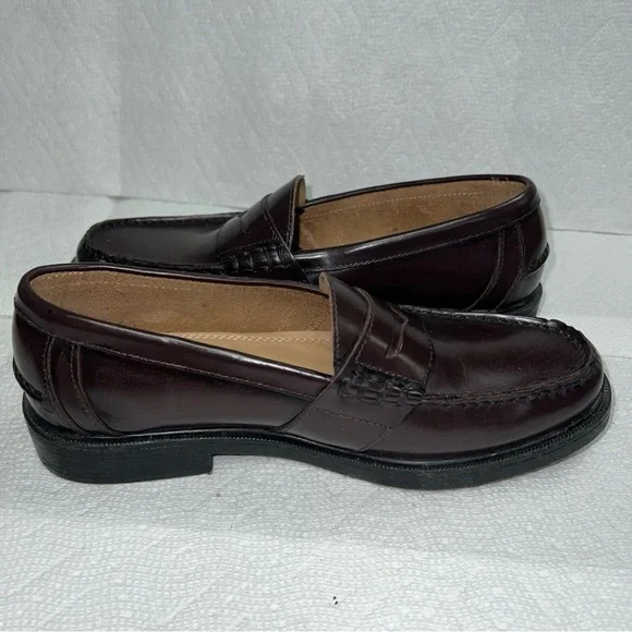 Nunn Bush Kent Men's Moc Toe Penny Loafer Burgundy Leather Dress Shoes Size 9.5M
